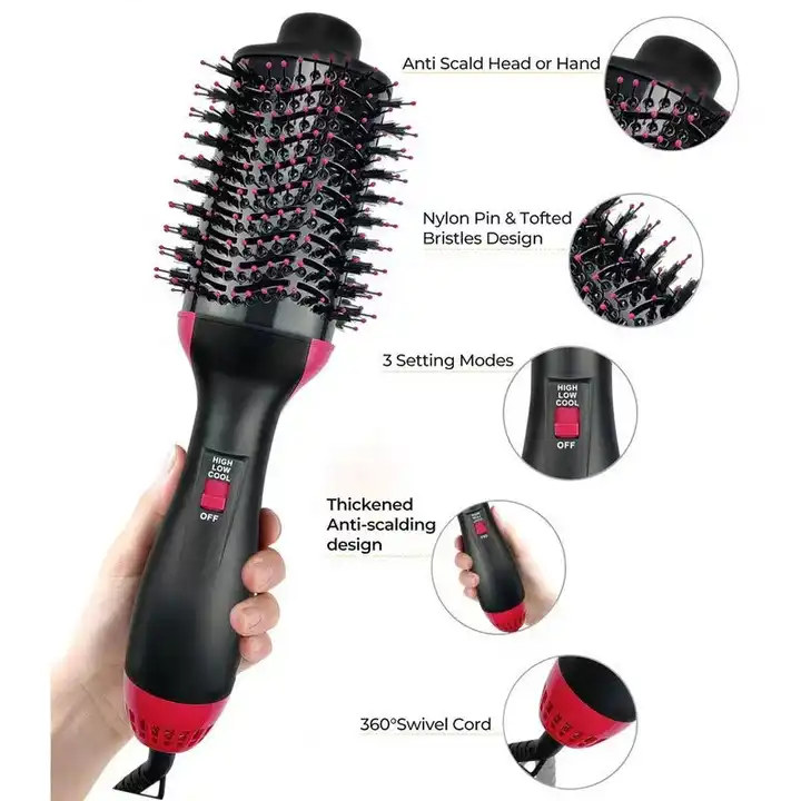 3‑in‑1 Hair Dryer with Comb, Hair Straightener
